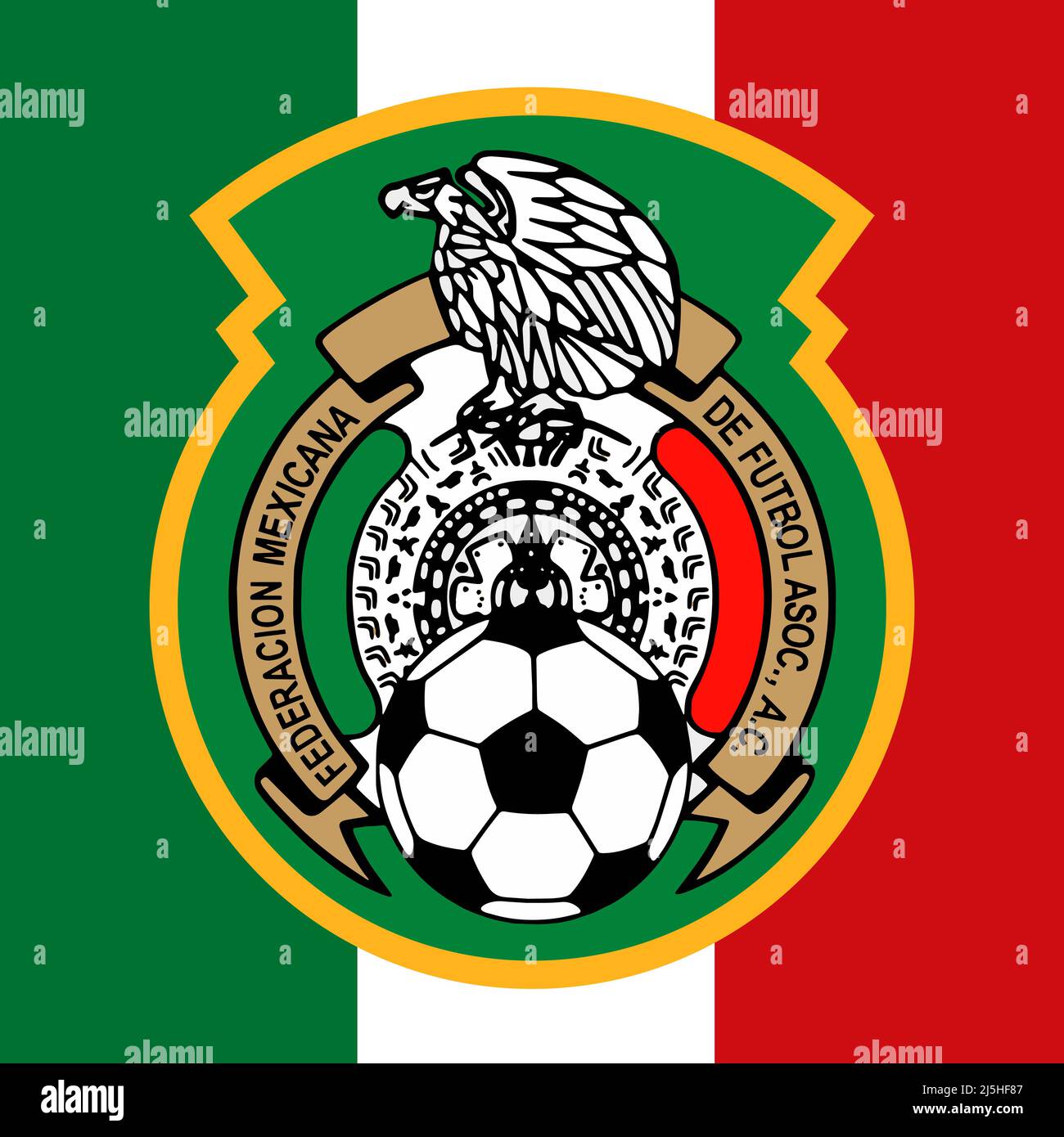 Mexico football federation logo with national flag, FIFA World Cup 2022, illustration Stock Photo