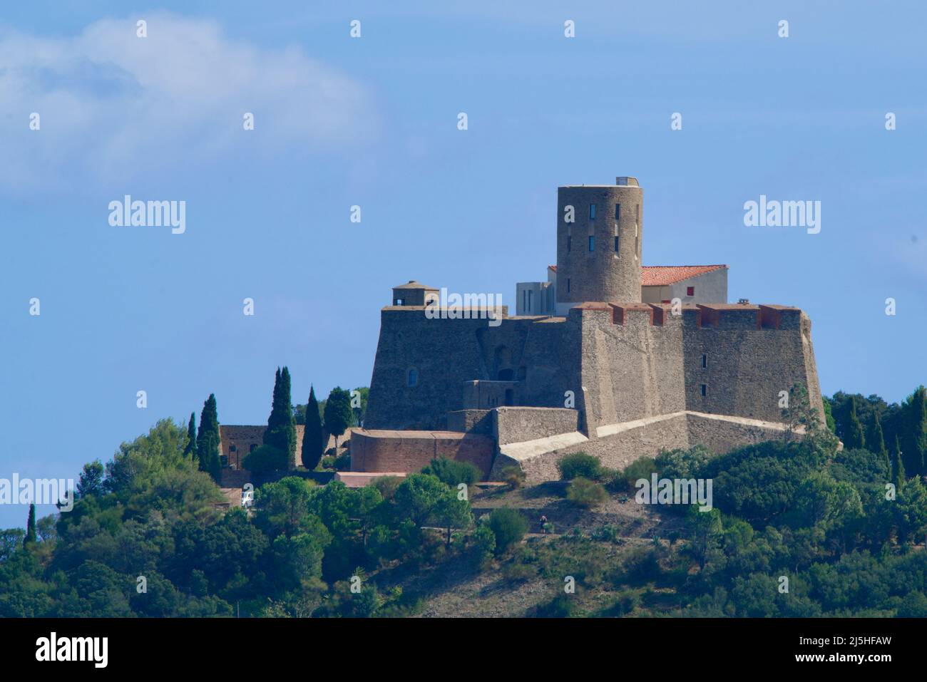 Close-up of Fort Saint-Elme under a blue sky Stock Photo