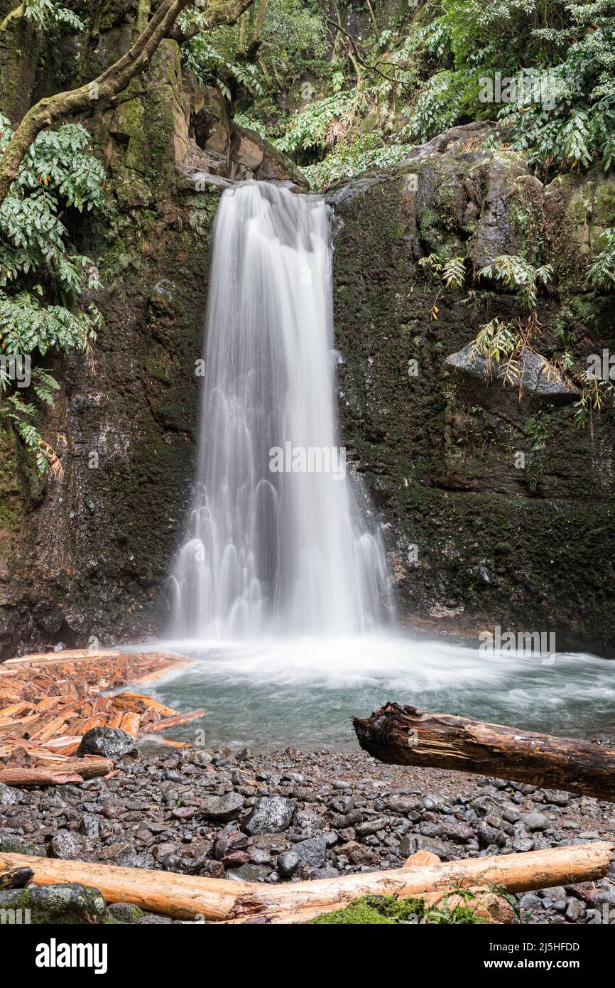 The waterfall Salto do Prego, in the southeastern area of Sao Miguel island. Azores, Portugal. Stock Photo