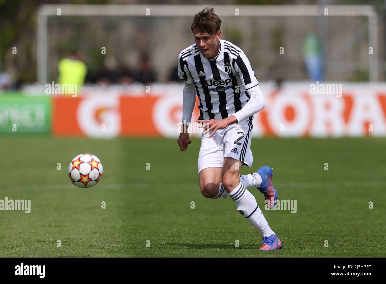 Nyon, Switzerland, 22nd April 2022. Nicolo Savona of Juventus during the  UEFA Youth League match at Colovray Sports Centre, Nyon. Picture credit  should read: Jonathan Moscrop / Sportimage Stock Photo - Alamy