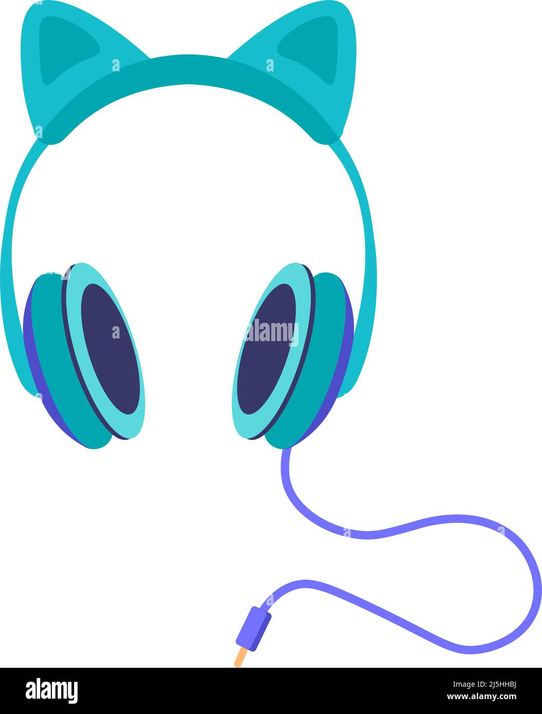 Cute headphones with cat ears, gadget accessory Stock Vector