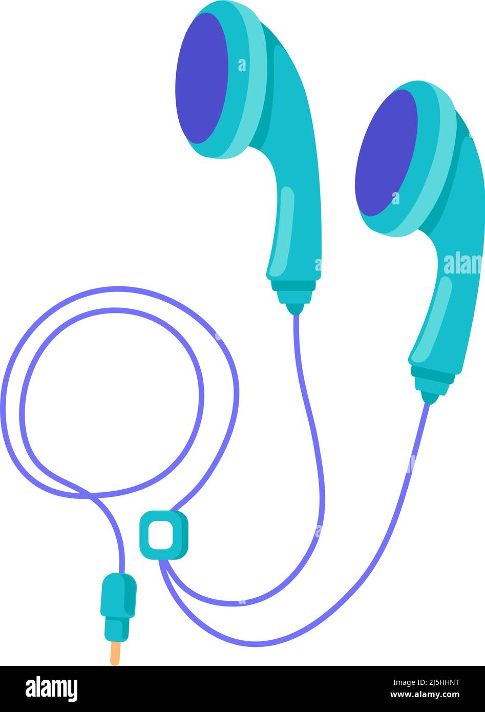 Headphones with wires, gadgets and devices vector Stock Vector Image