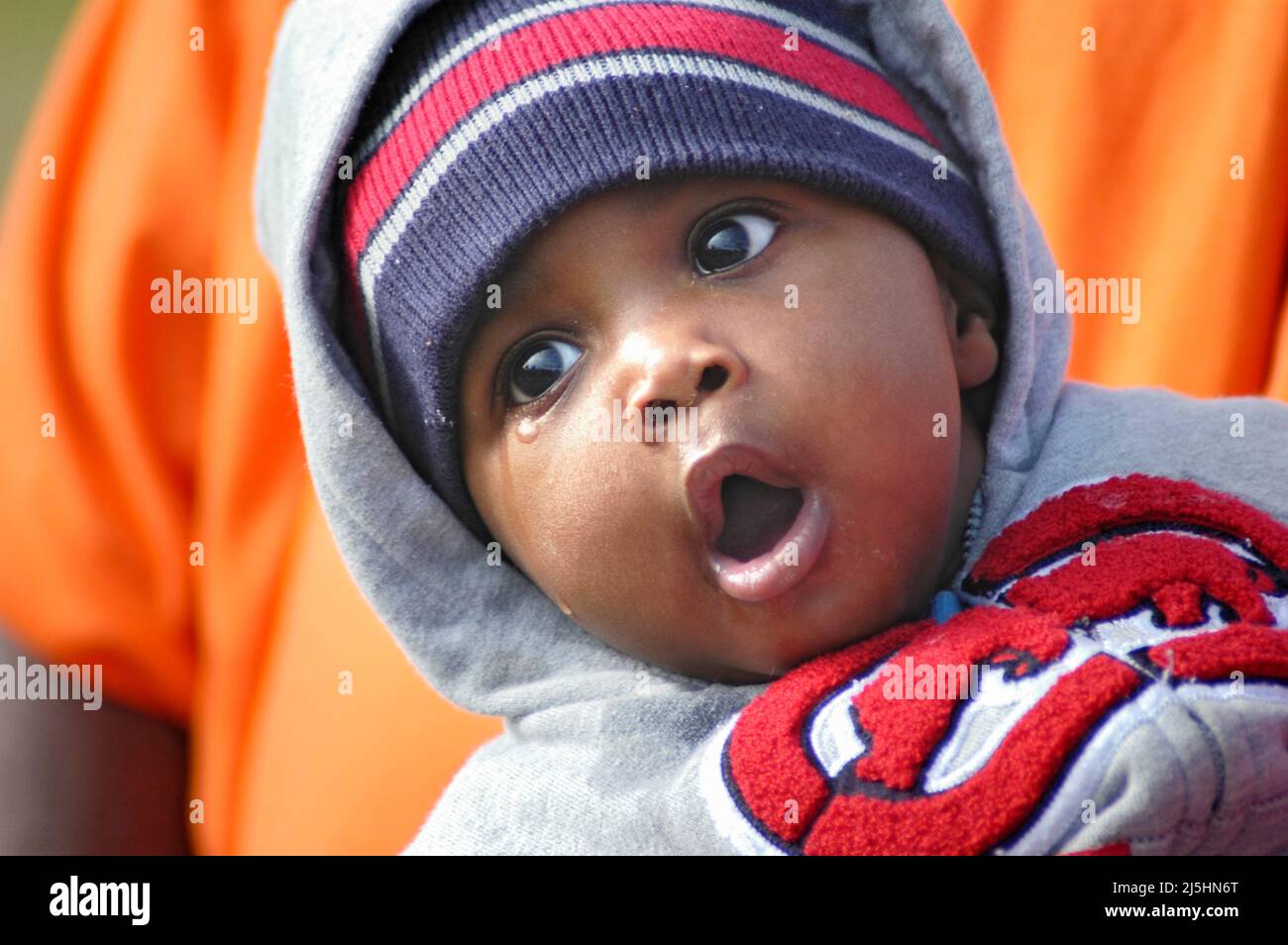 Black boy baby with cap and full face Stock Photo Alamy