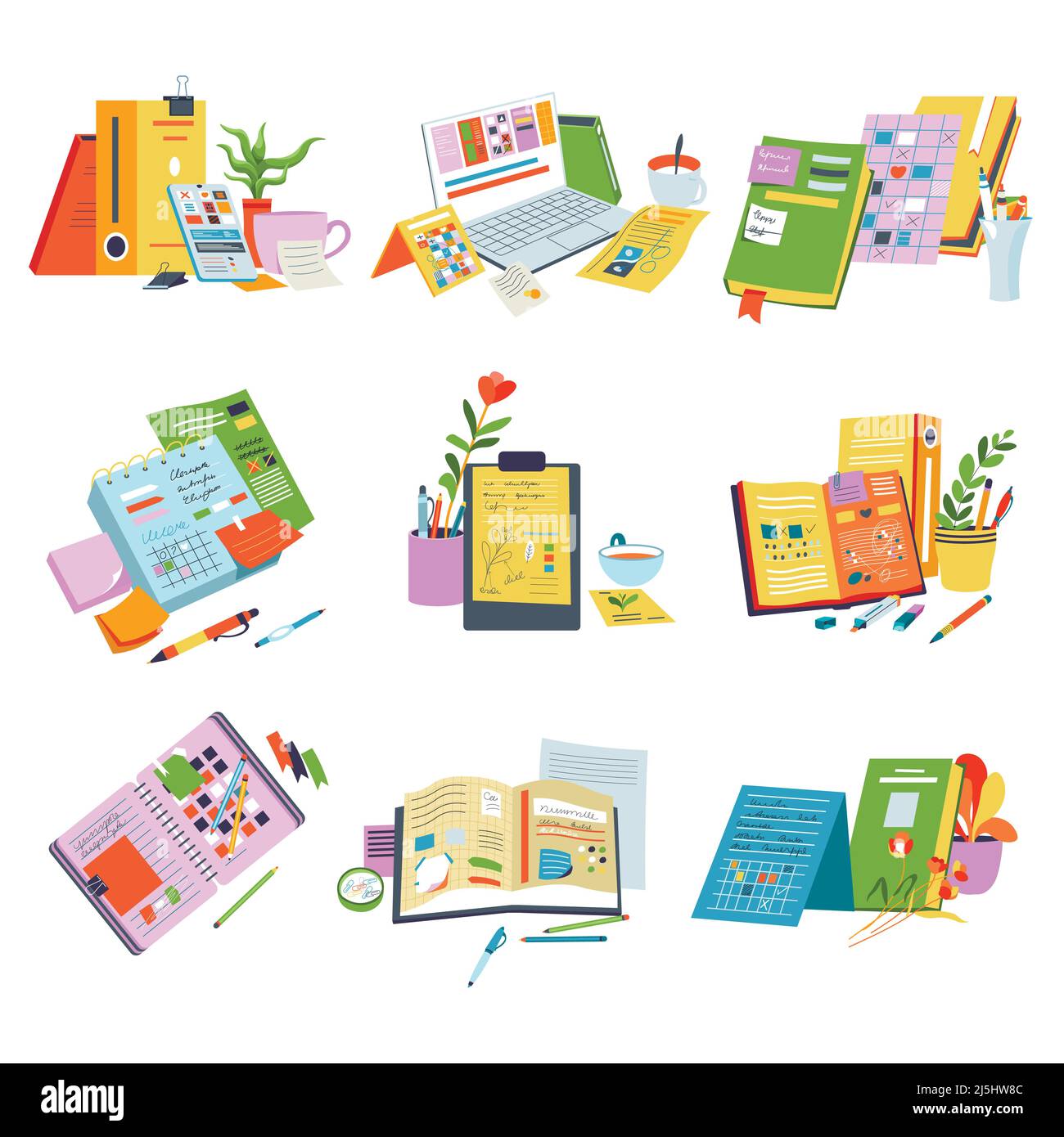 Calendars and planners, organizers and notebooks Stock Vector Image ...