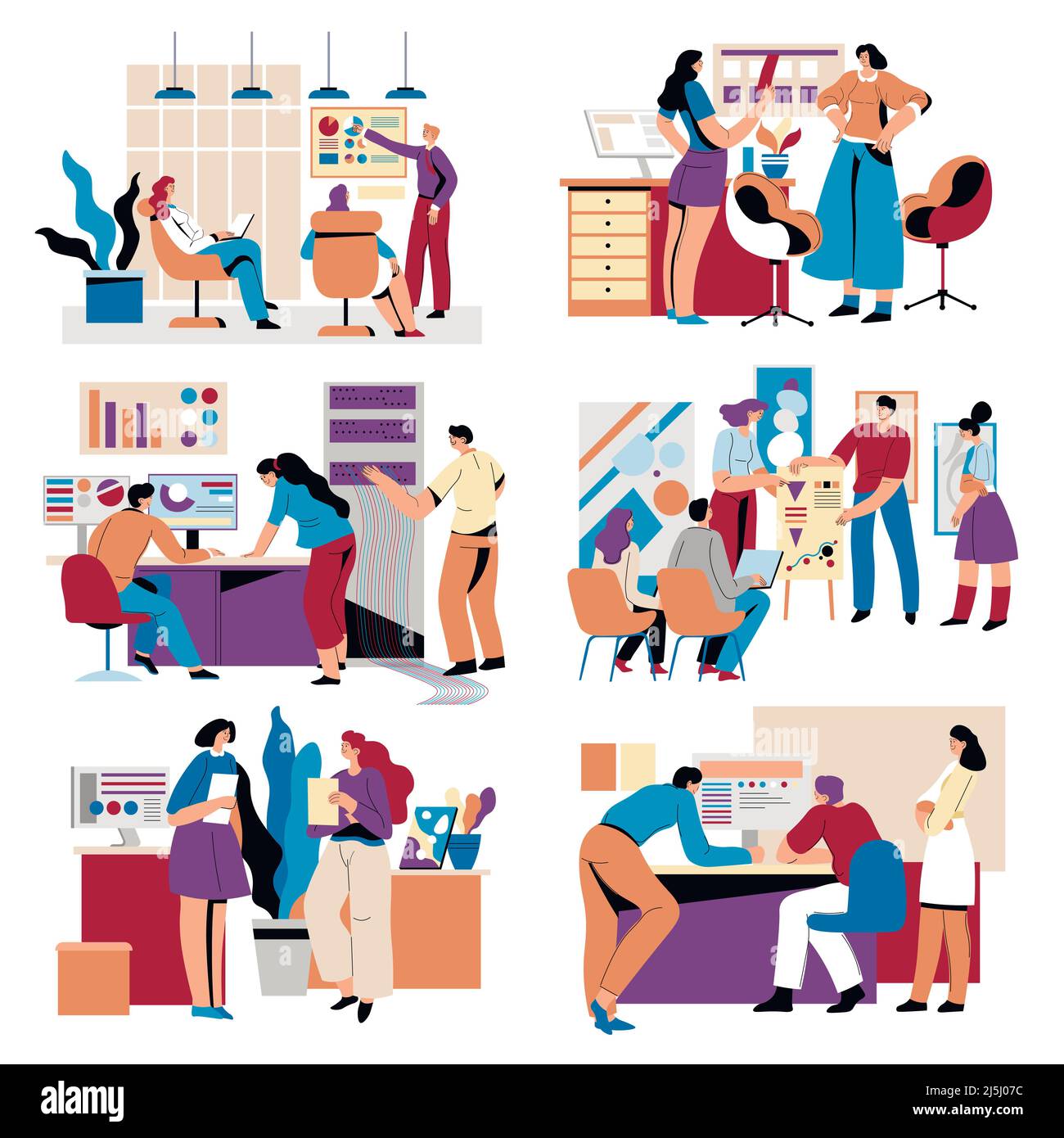 Office workers on workplace or meeting brainstorm Stock Vector