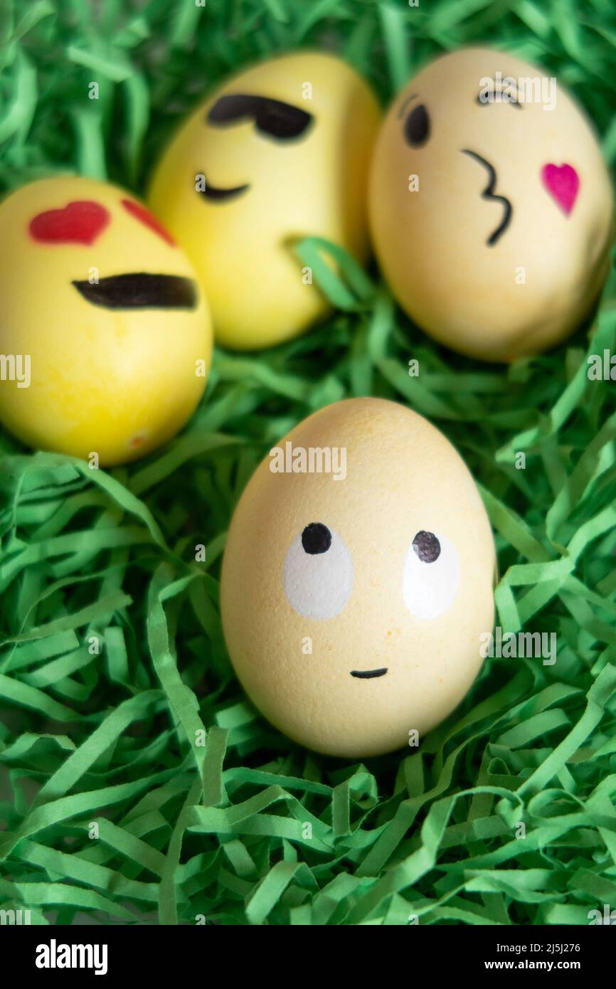 Easter egg emojis still life, USA  2022 Stock Photo