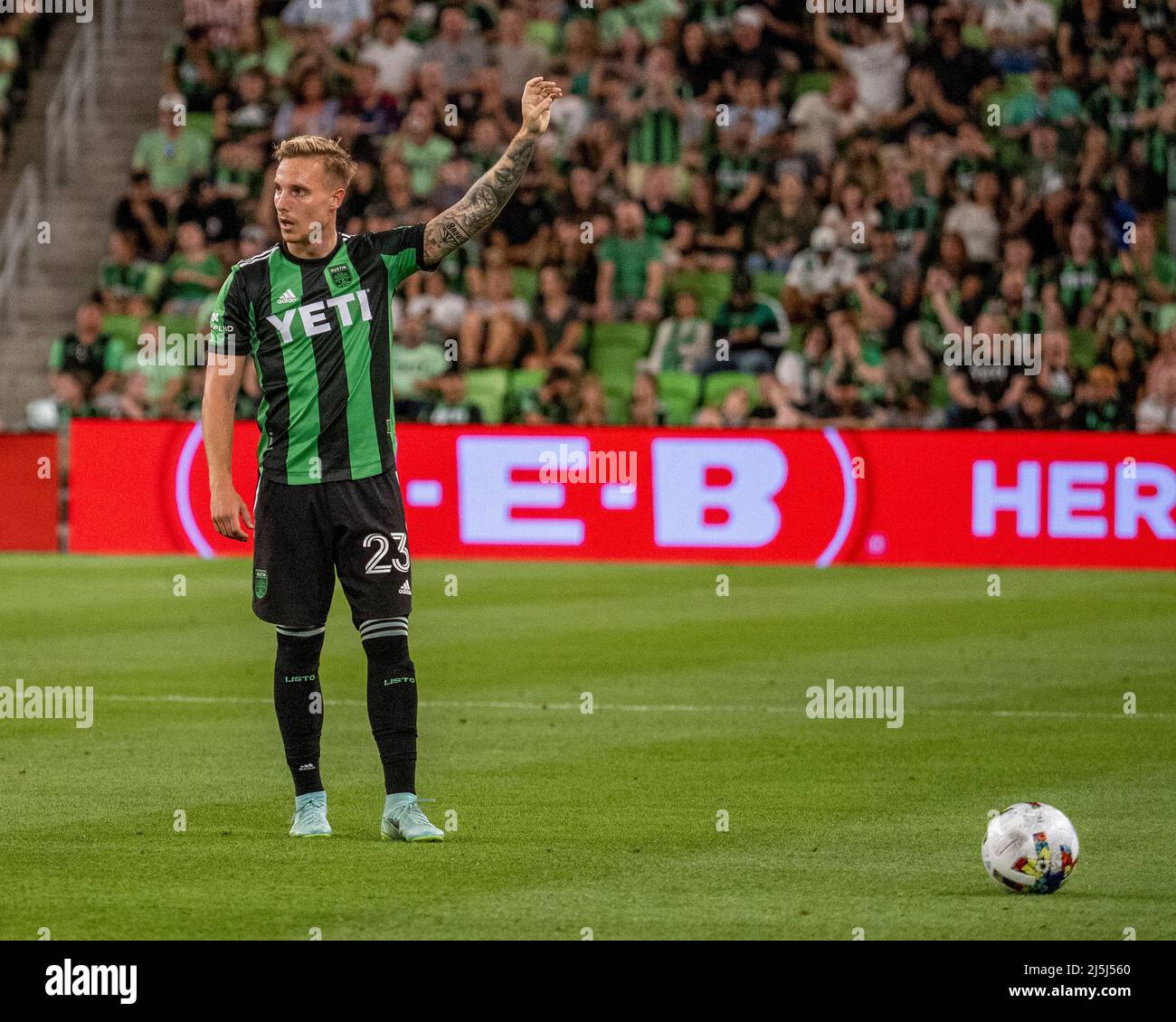 Christmas Lights At Whitecap Staduim 2022 April 23, 2022. Zan Kolmanic #23 Of Austin Fc In Action Vs The Vancouver  Whitecaps At