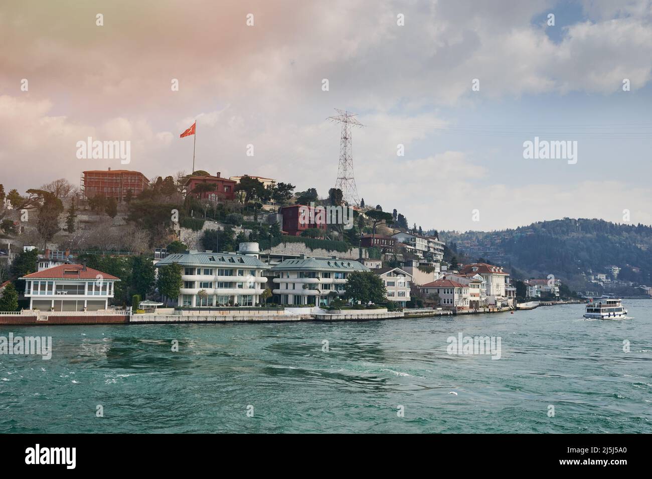 Houses in istanbul turkey shore view from sea Stock Photo