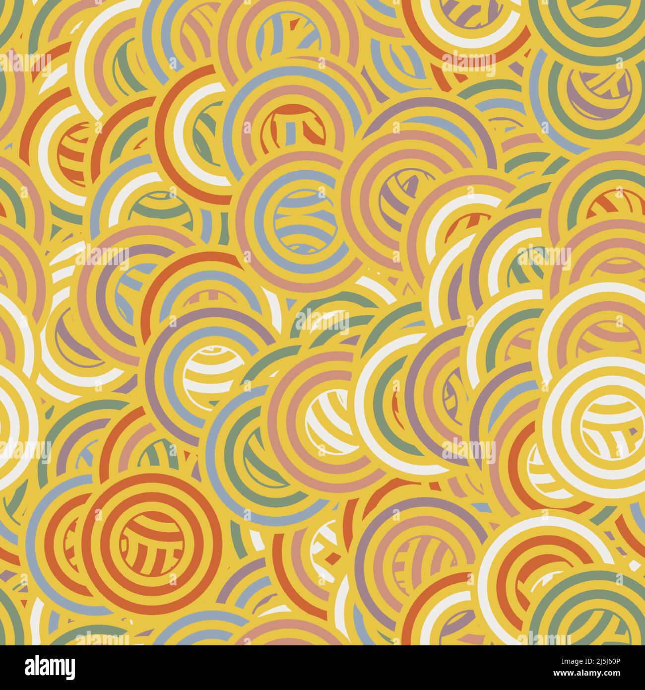 Seamless concentric circle in retro colors surface pattern design for ...