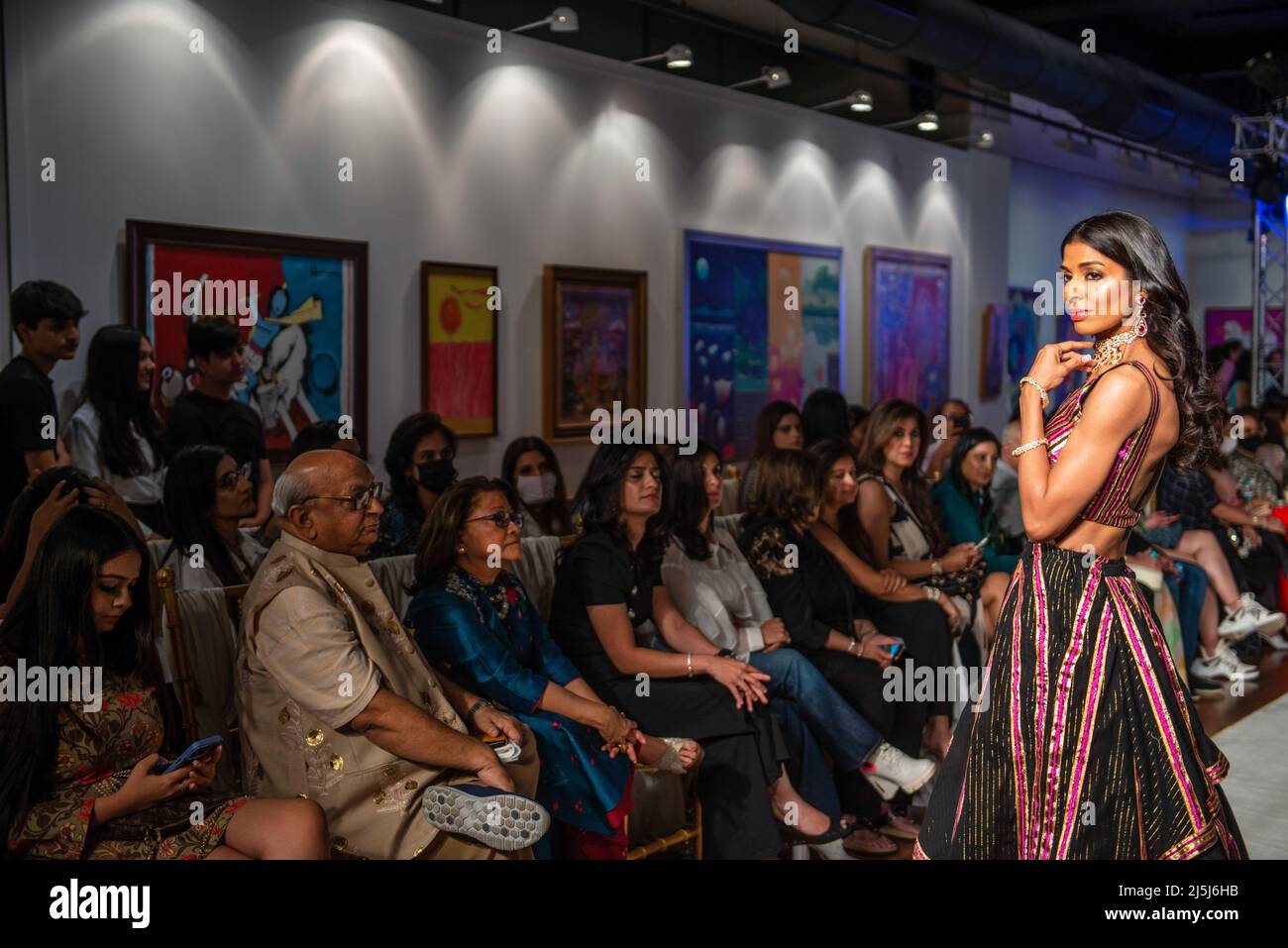 Van Dna Ramp Model walks on the ramp showcasing designer dress by Vandana Malhotra ...