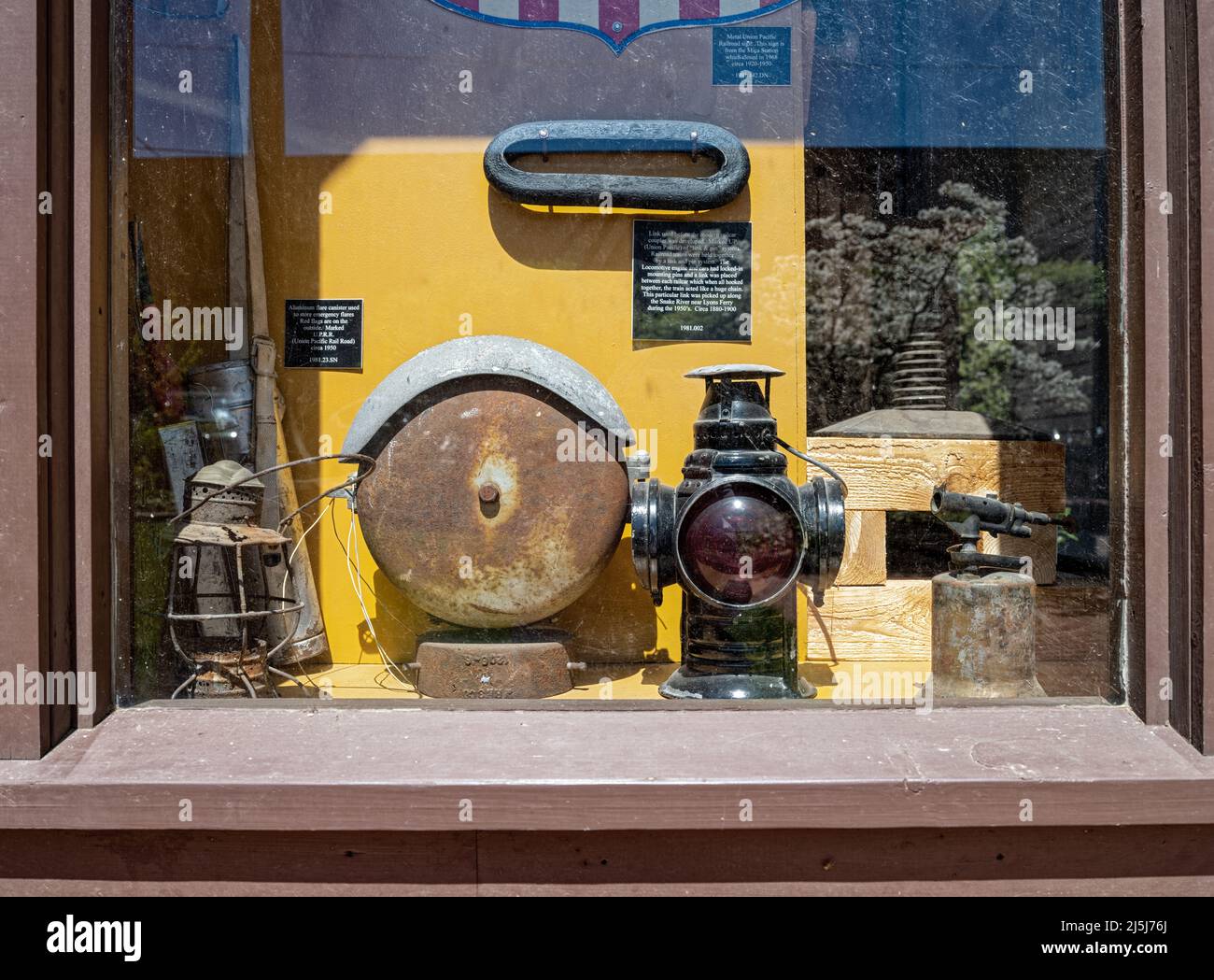 Antique railroad equipment displayed at the Historic Train Depot in