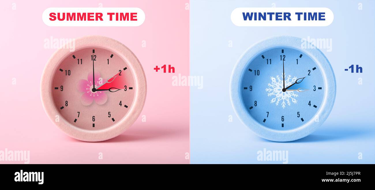 Instruction how to change a clock for daylight saving time Stock Photo