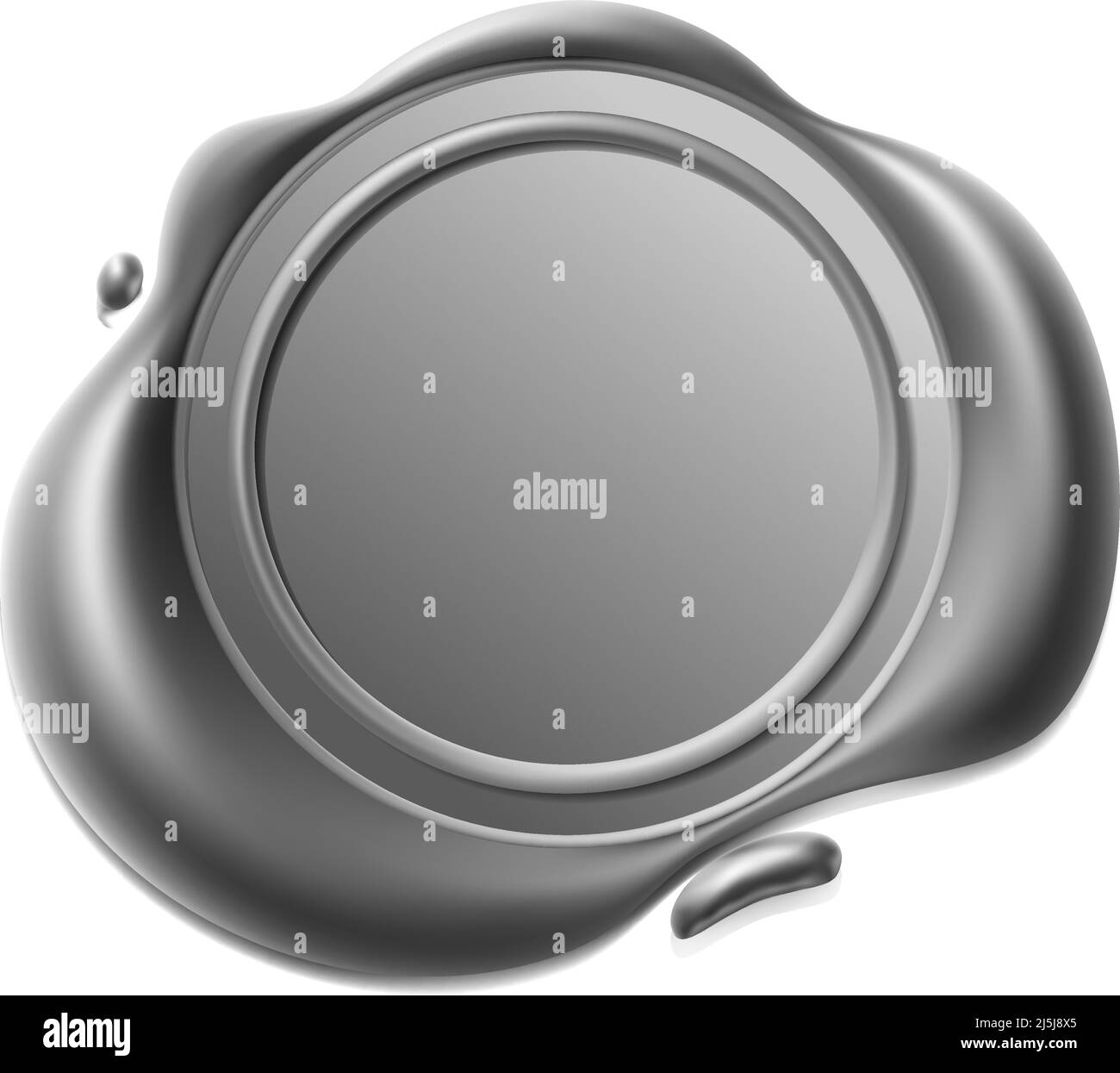 Seal wax 3d. Silver Wax candle stamp. Realistic vector render design