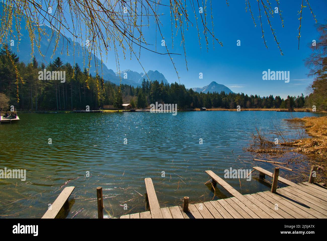 Lake Völser Weiher in South Tyrol in Italy Stock Photo