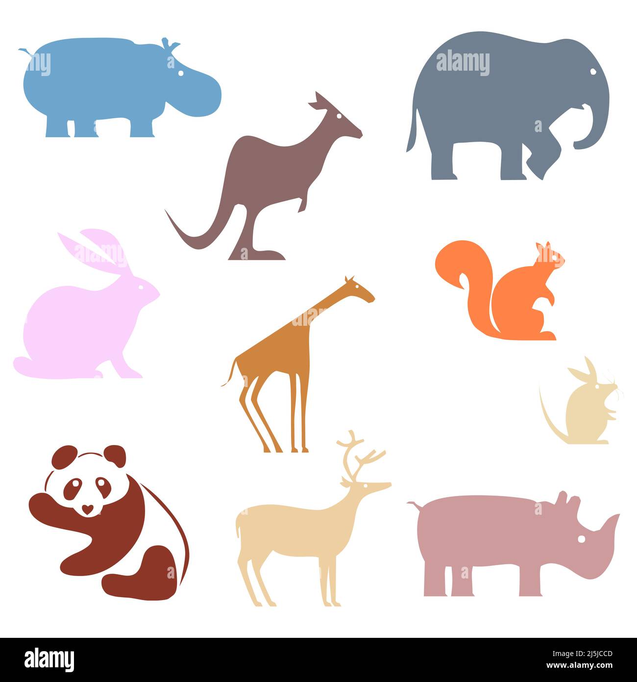 Various animal colorful flat vector icon set Stock Vector Image & Art ...