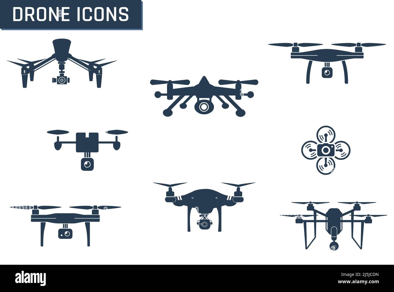 Blue grey color drone vector icon set Stock Vector Image & Art - Alamy