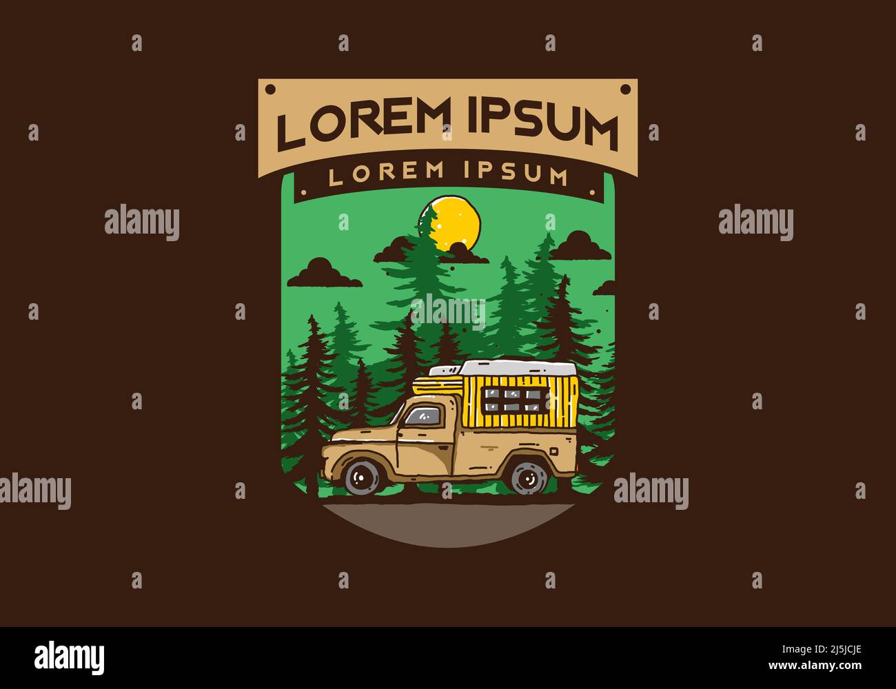 Wood campervan in the forest illustration design Stock Vector Image ...