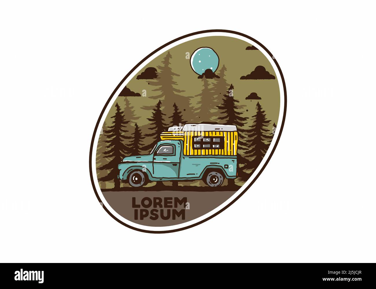 Wood campervan in the forest illustration design Stock Vector Image ...