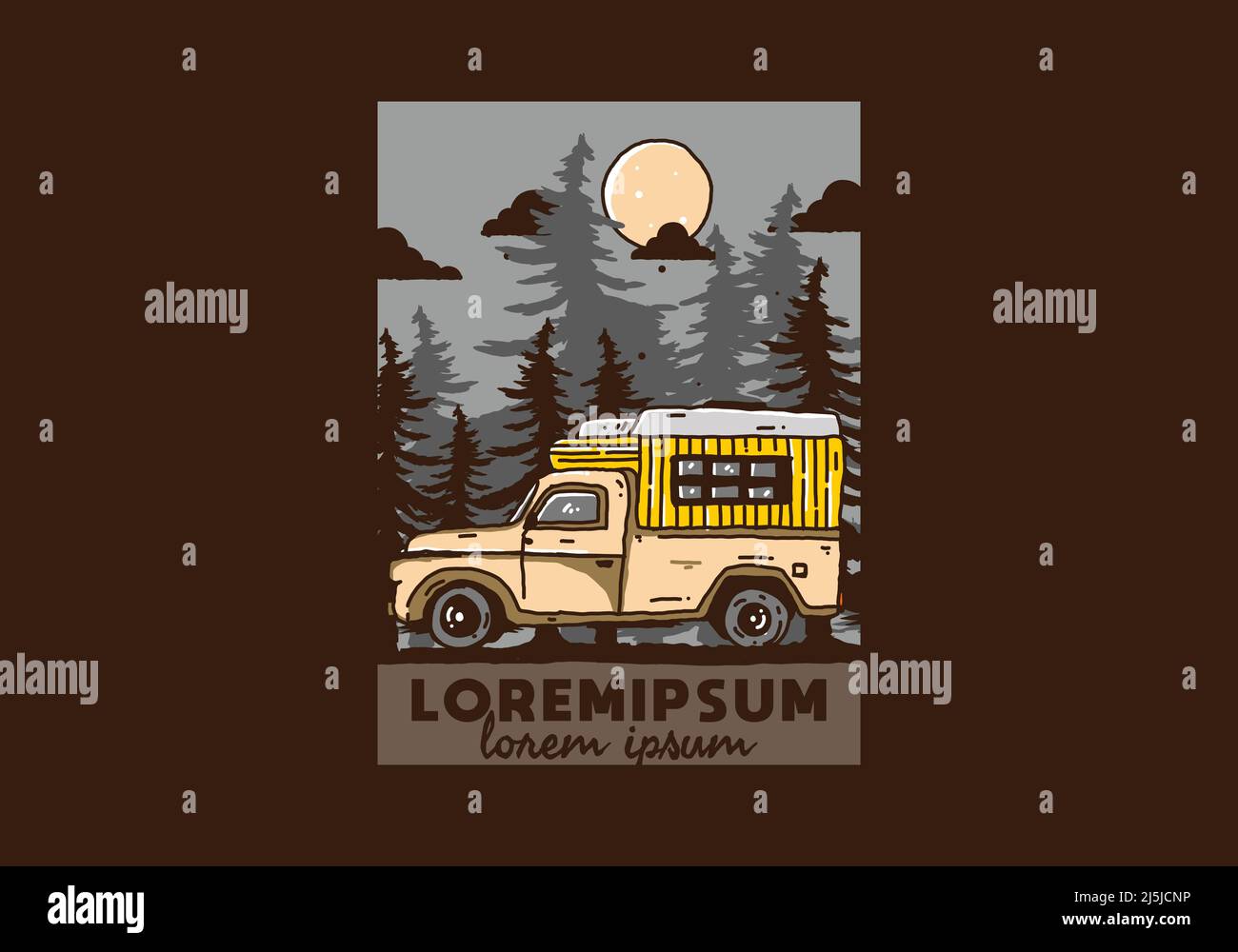 Wood campervan in the forest illustration design Stock Vector Image ...