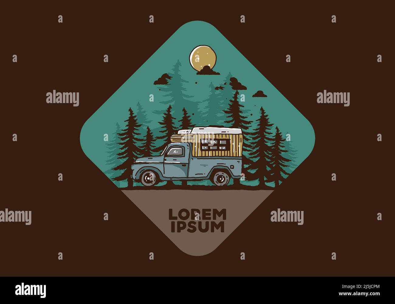 Wood campervan in the forest illustration design Stock Vector Image ...
