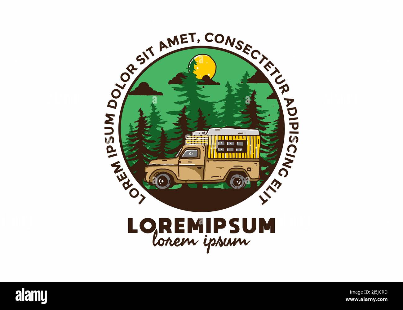 Wood campervan in the forest illustration design Stock Vector Image ...