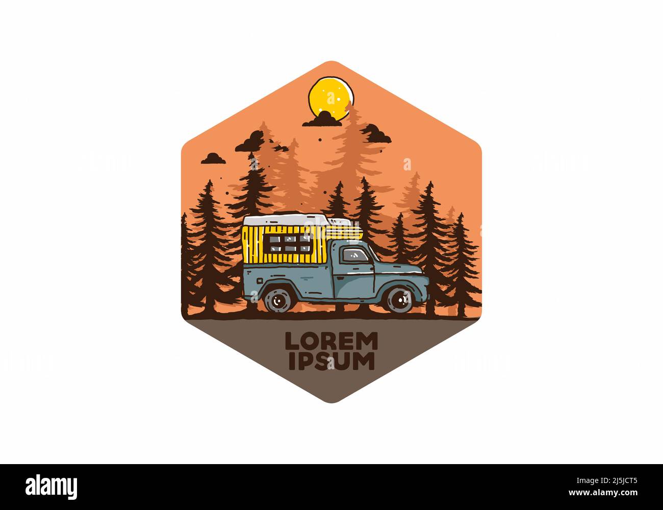 Wood campervan in the forest illustration design Stock Vector Image ...