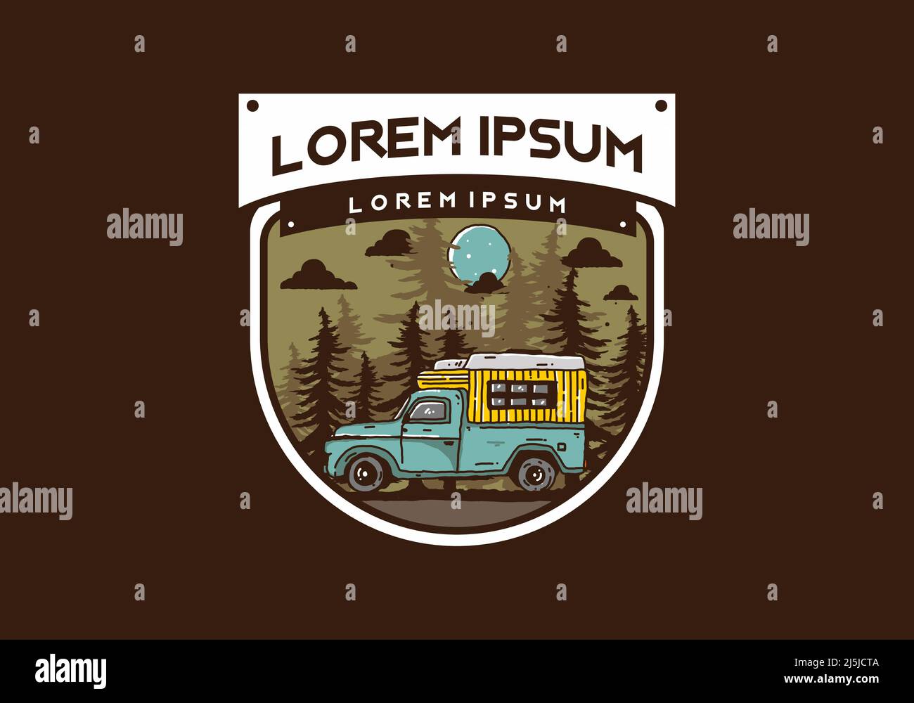 Wood campervan in the forest illustration design Stock Vector Image ...