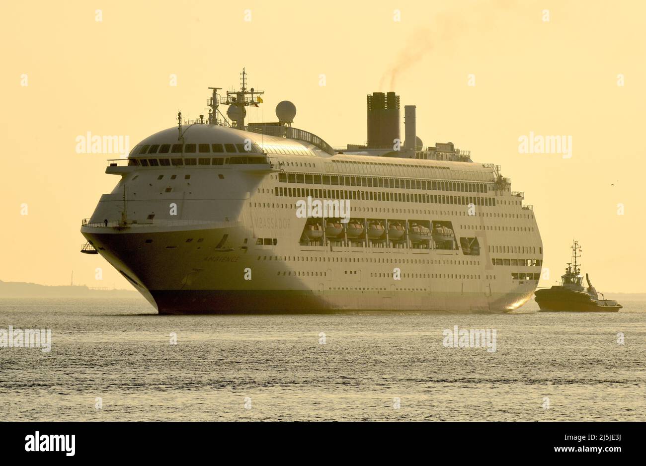 24/04/2022 London International Cruise Terminal Tilbury UK Ambassador Cruise Line flag ship Ambience is pictured returning to London International Cru Stock Photo