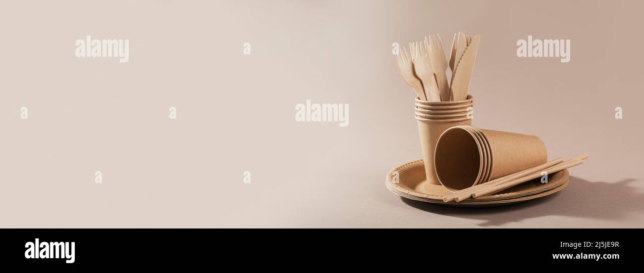 Disposable paper tableware Stock Photo