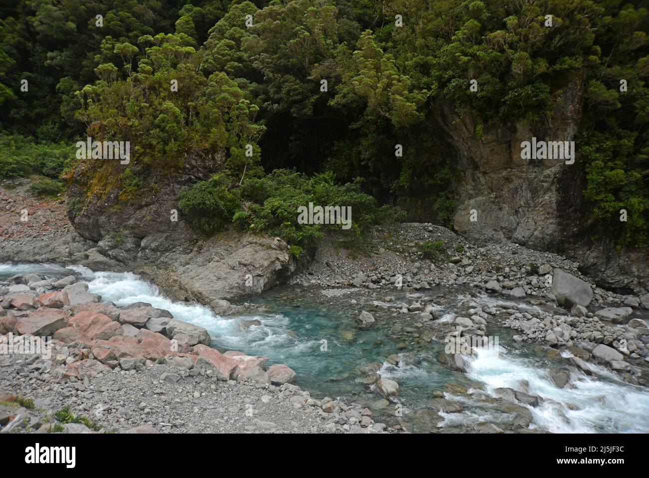 detail of a cascade in the Otira River near Arthurs Pass, New Zealand Stock Photo