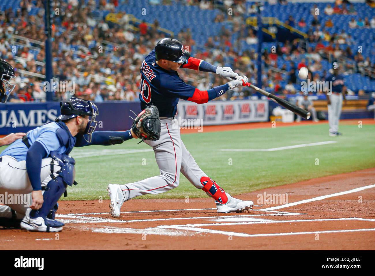 St. Petersburg, FL. USA; Boston Red Sox shortstop Trevor Story (10