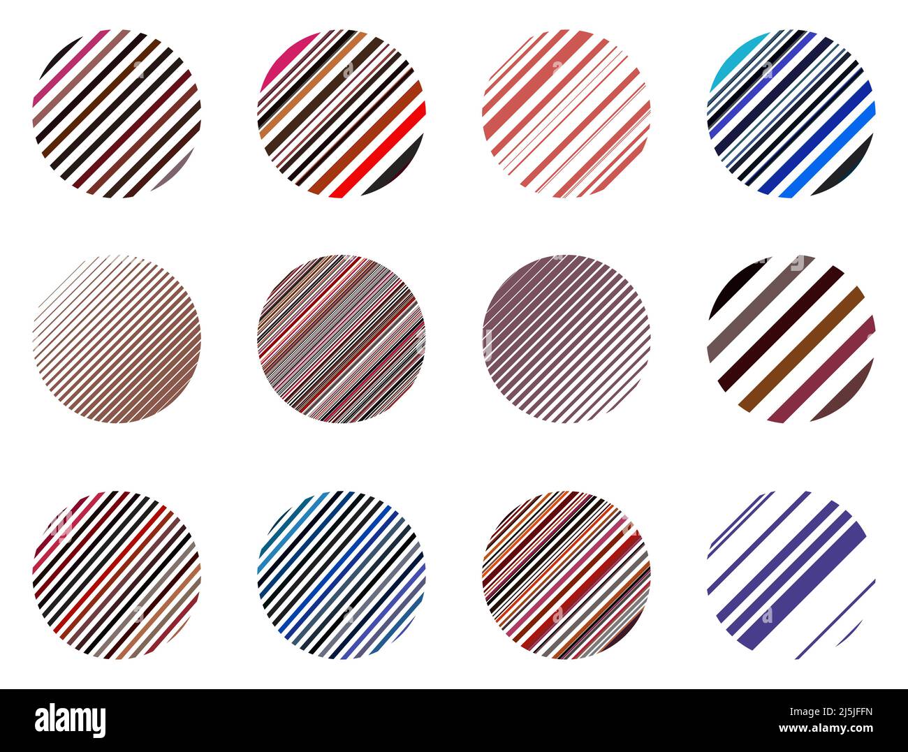 Colorful circle shaped stripes vector element set Stock Vector