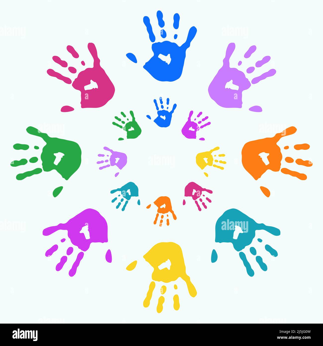 Colorful hands in circle position vector illustration Stock Vector