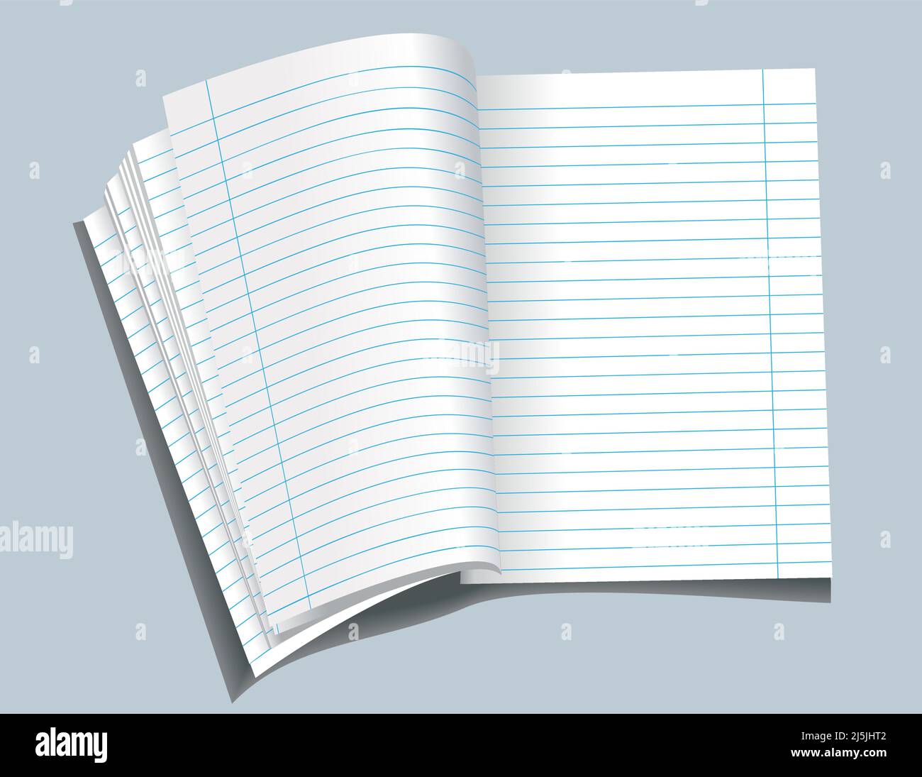 Blue ruler empty white notebook. Vector illustration Stock Vector