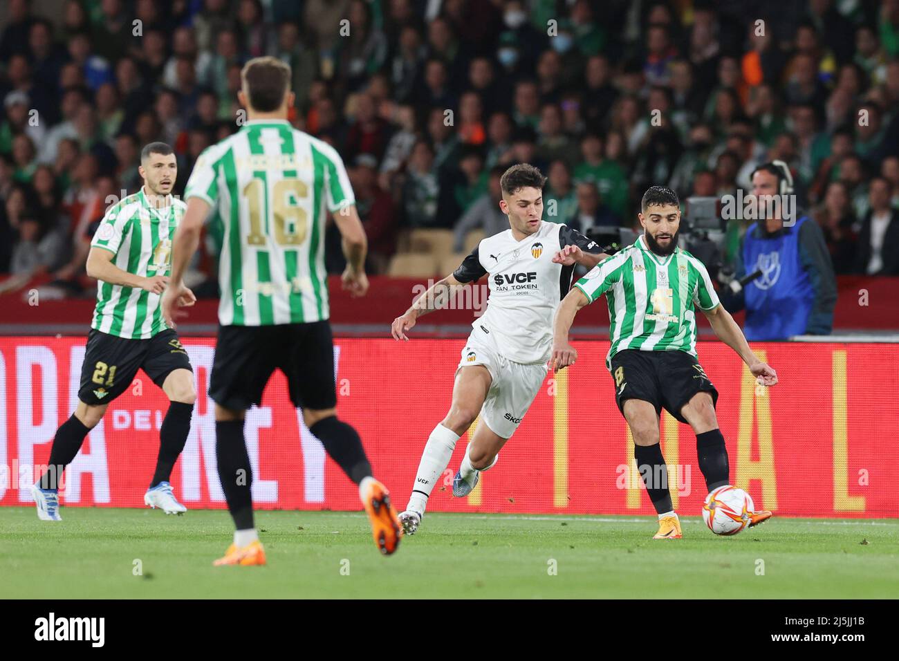 Nabil Fekir of Real Betis during the Spanish Cup, Copa del Rey, Final  football match between Real Betis Balompie and Valencia CF on April 23,  2022 at Estadio de la Cartuja in
