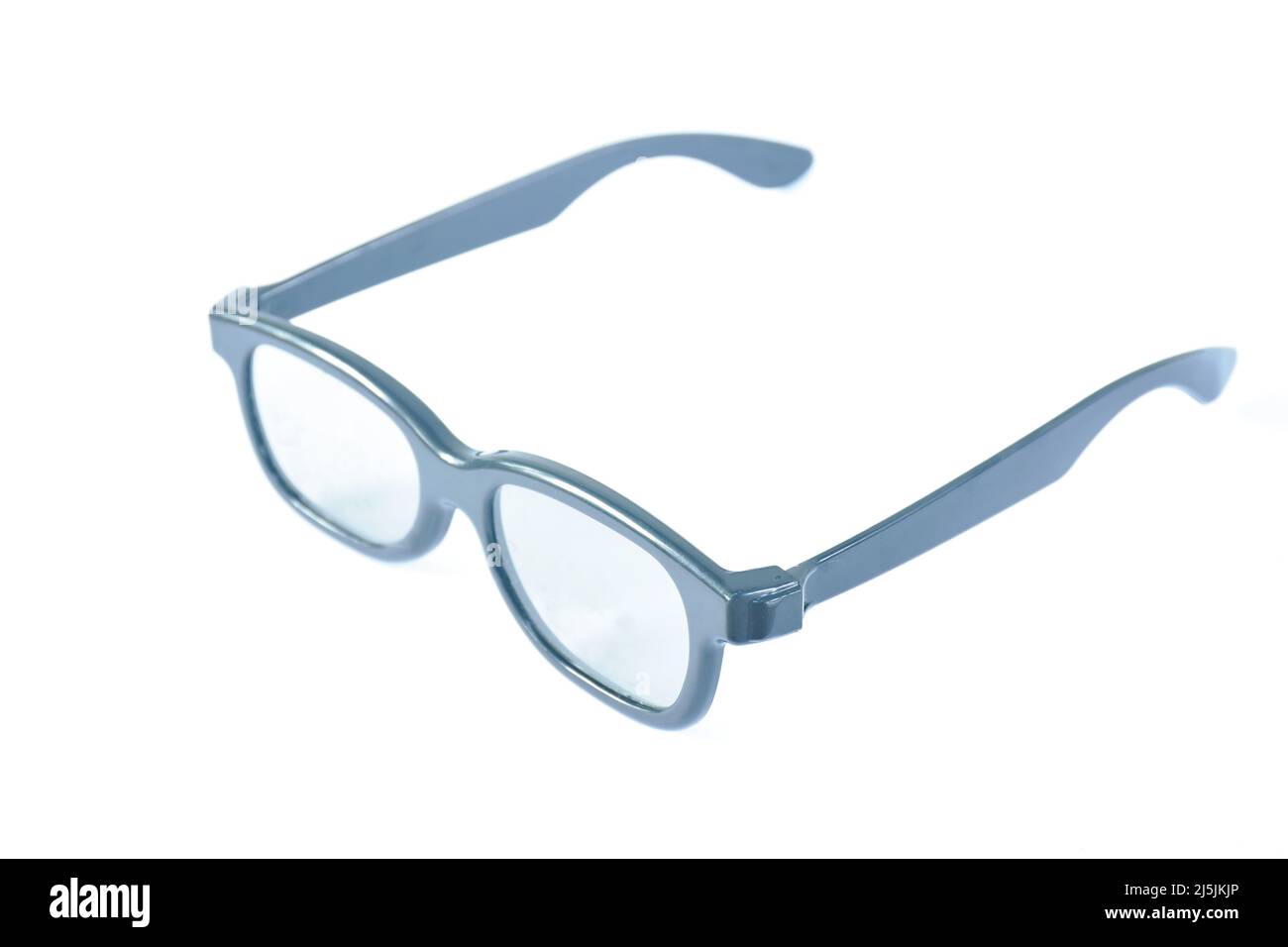 black plastic 3D glasses for watching movie in treater arranging on