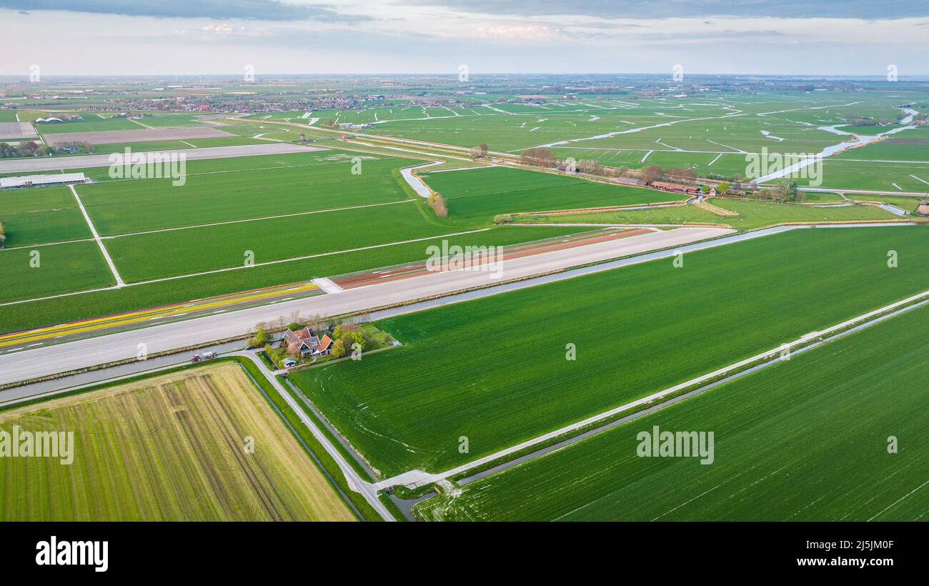 Aerial photo of colorful tulip fields in Holland Stock Photo - Alamy