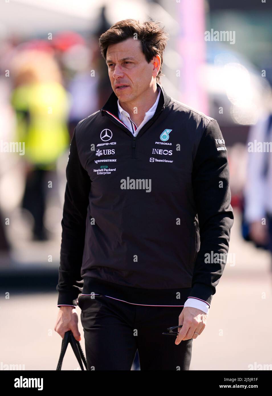 Mercedes team principle Toto Wolff arrives at the track for race