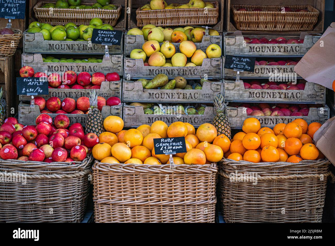 24 April 2022. Fresh fruits on display in grocery store, Wimbledon, London, UK Stock Photo Alamy