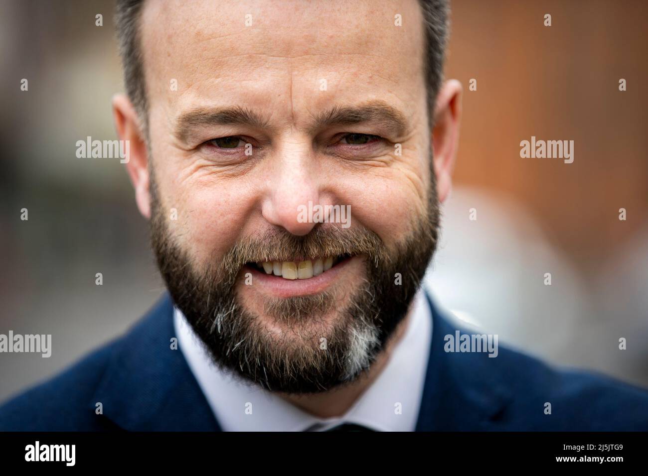 SDLP Leader Colum Eastwood MP during an interview on the Falls Road ...