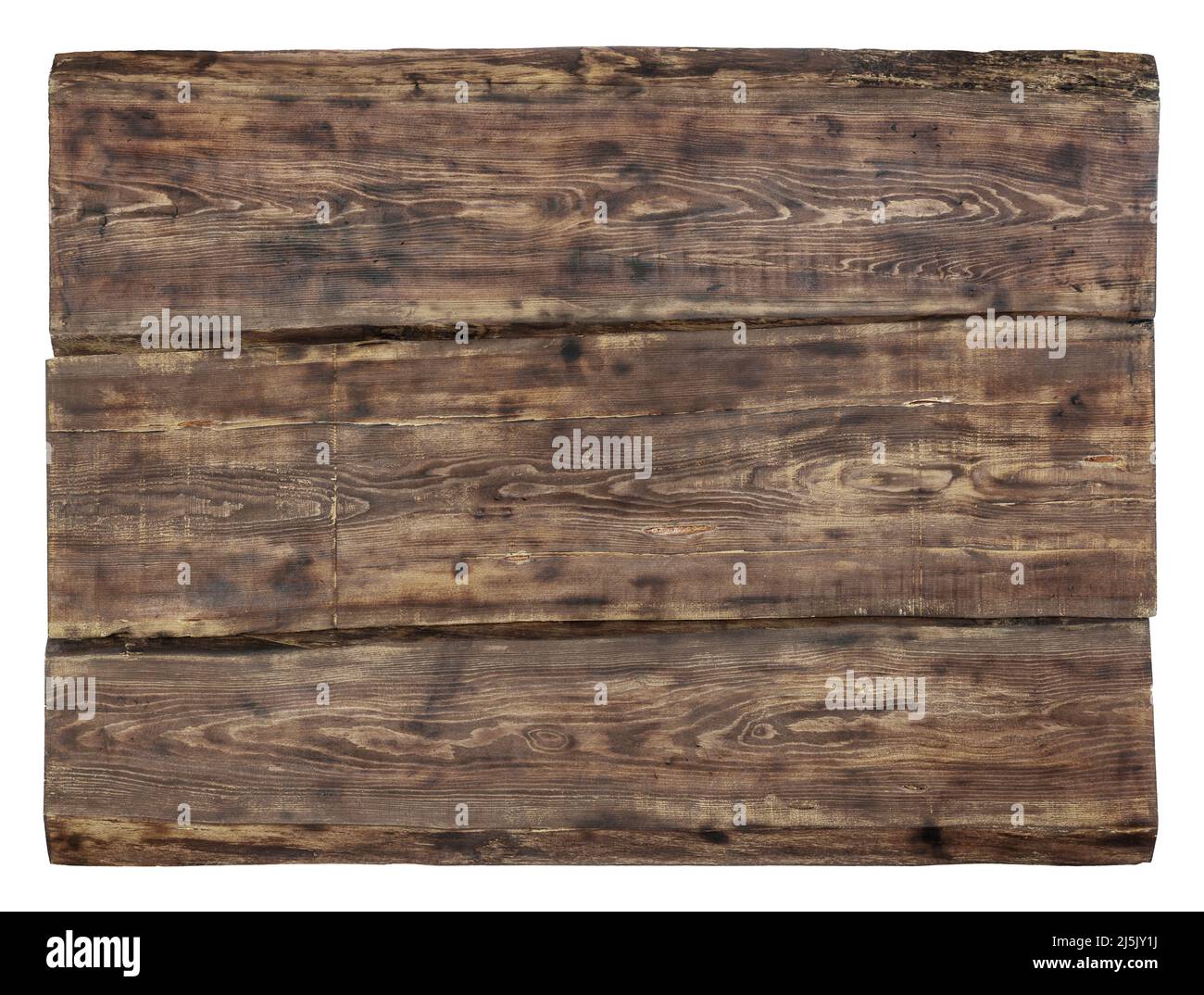 Old wooden board plank isolated on white background Stock Photo