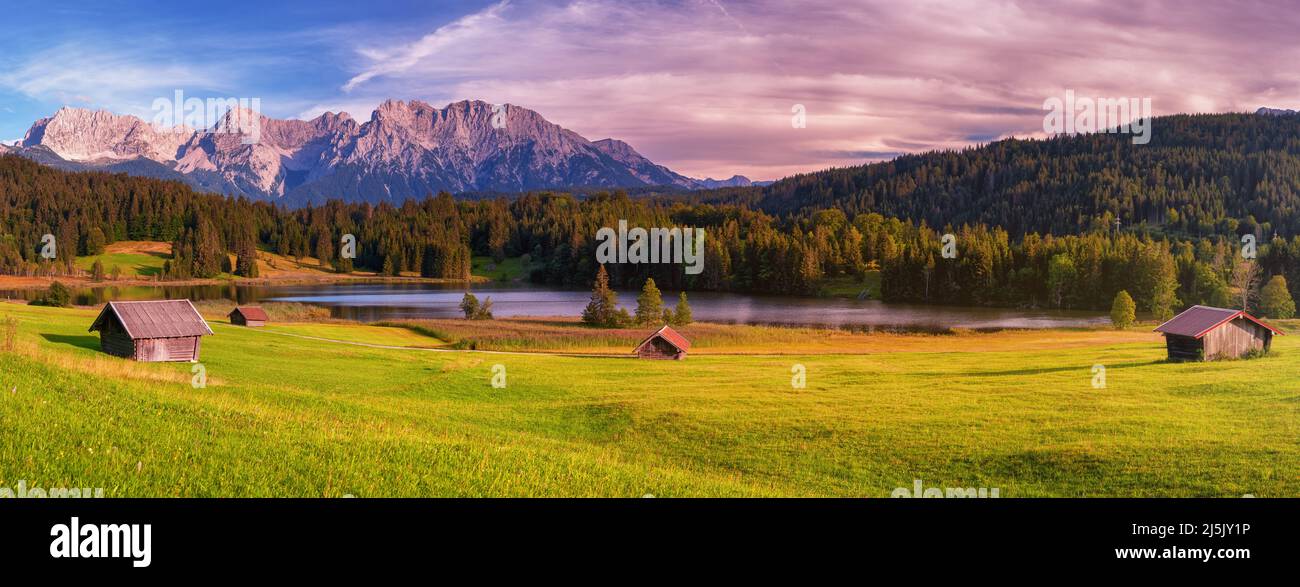Old wooden hut Wagenbrüchsee Alps Bavaria Germany Stock Photo