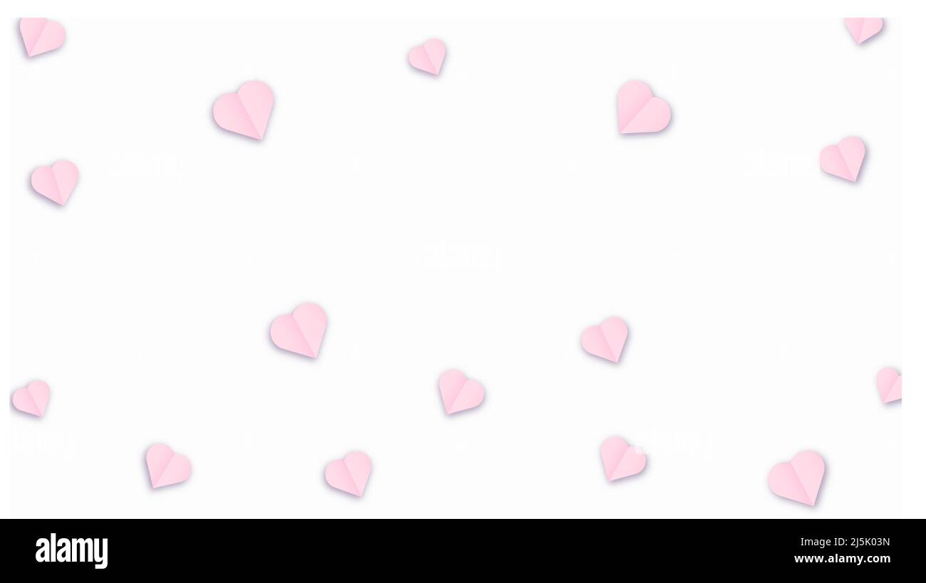 Valentine s paper confetti pink or purple hearts flying in the isolated ...