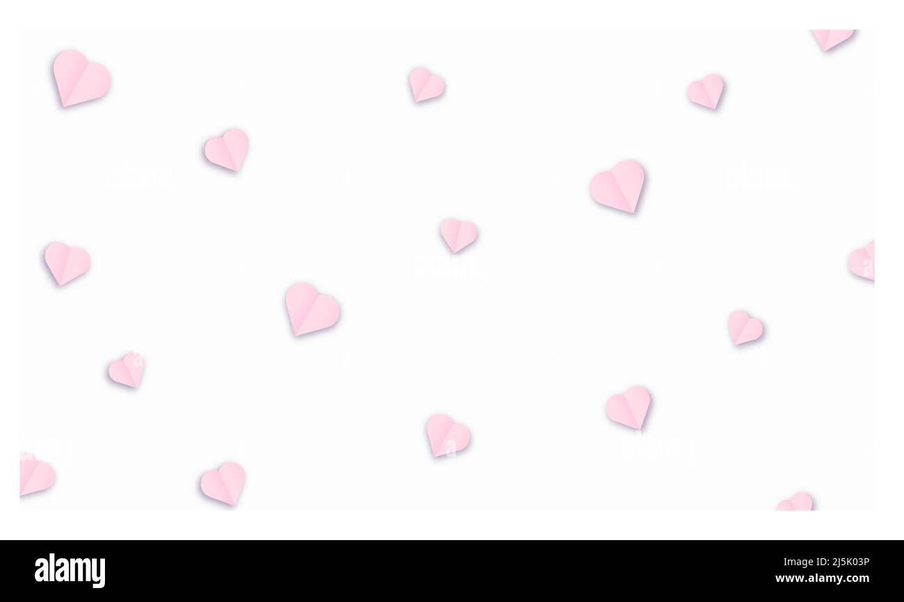 Valentine s paper confetti pink or purple hearts flying in the isolated ...