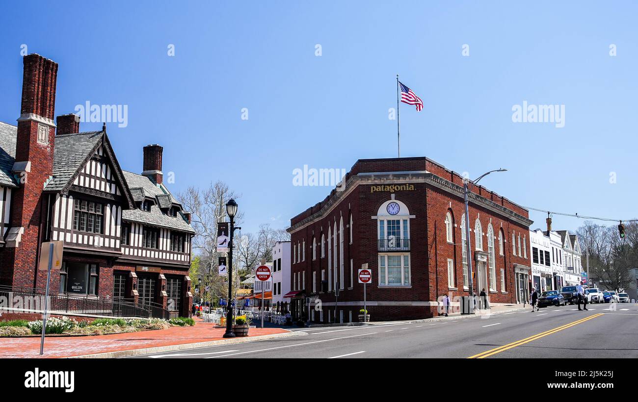 WESTPORT, CT, USA APRIL 22, 2022 View from road one to Church Lane