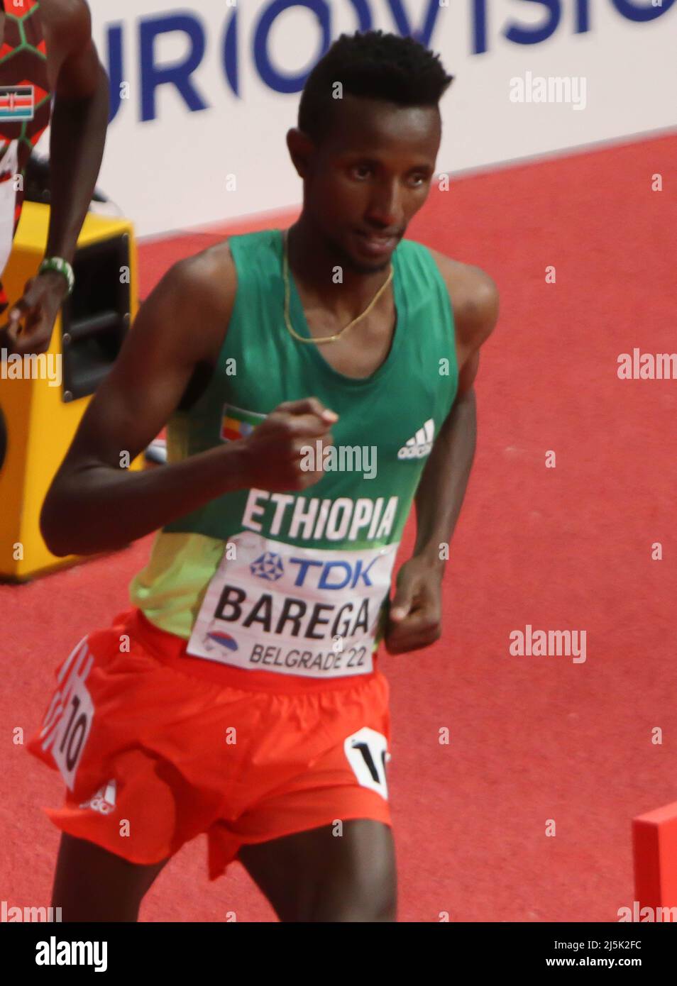 Selemon BAREGA of Ethiopie  Finale 3000 M Men  during the World Indoor Championships 2022 on March 20, 2022 at Stark Arena in Belgrade, Serbia - Photo Laurent Lairys / DPPI Stock Photo
