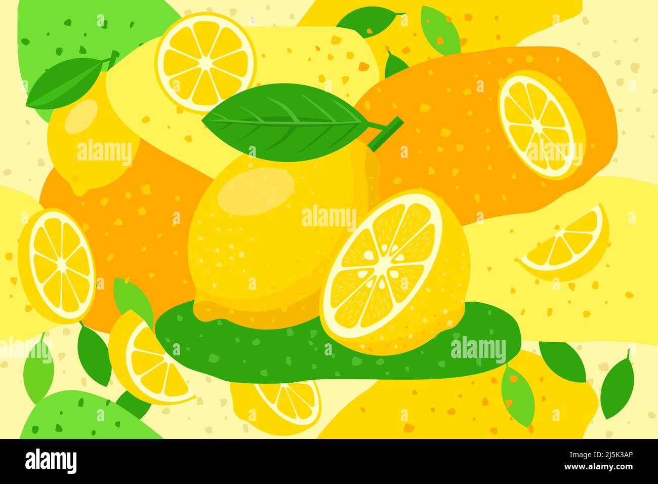 Lemon elements seamless pattern abstract vector design background Stock Vector