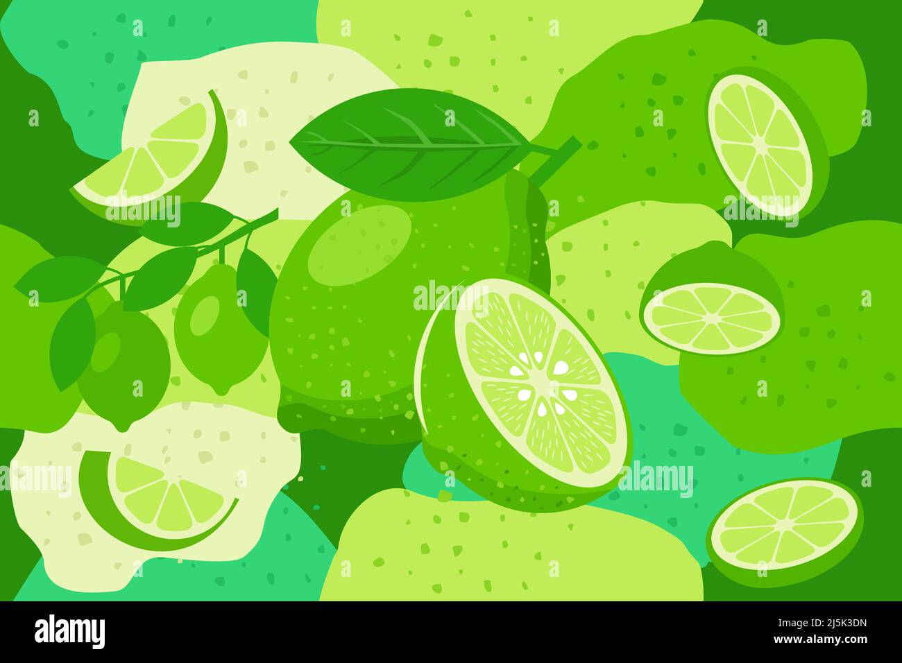 Lime elements seamless pattern abstract vector design background Stock Vector