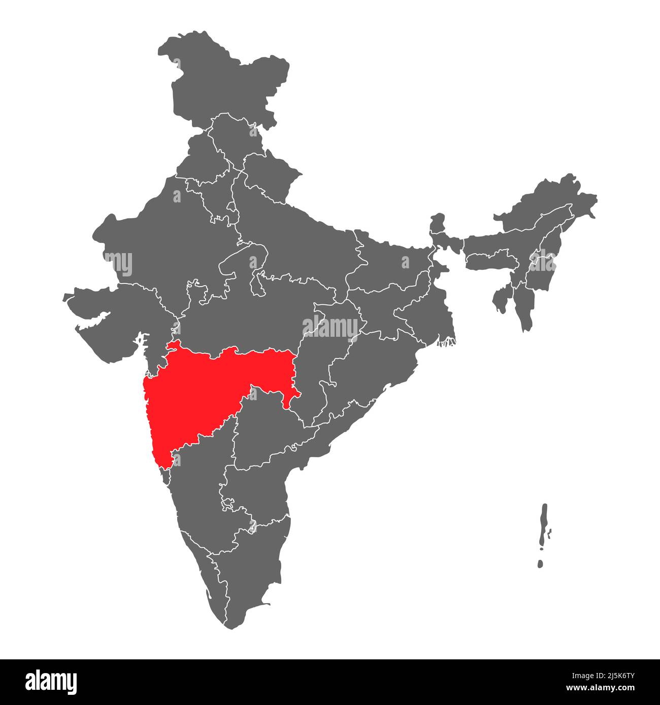 Maharashtra On Political Map Of India Maharashtra Map Cut Out Stock Images & Pictures - Alamy