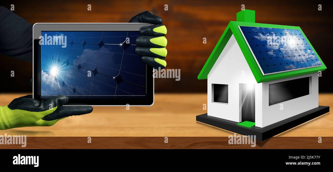 Tablet Using Solar Panel Technician tablet showing solar power hi-res stock photography and ...